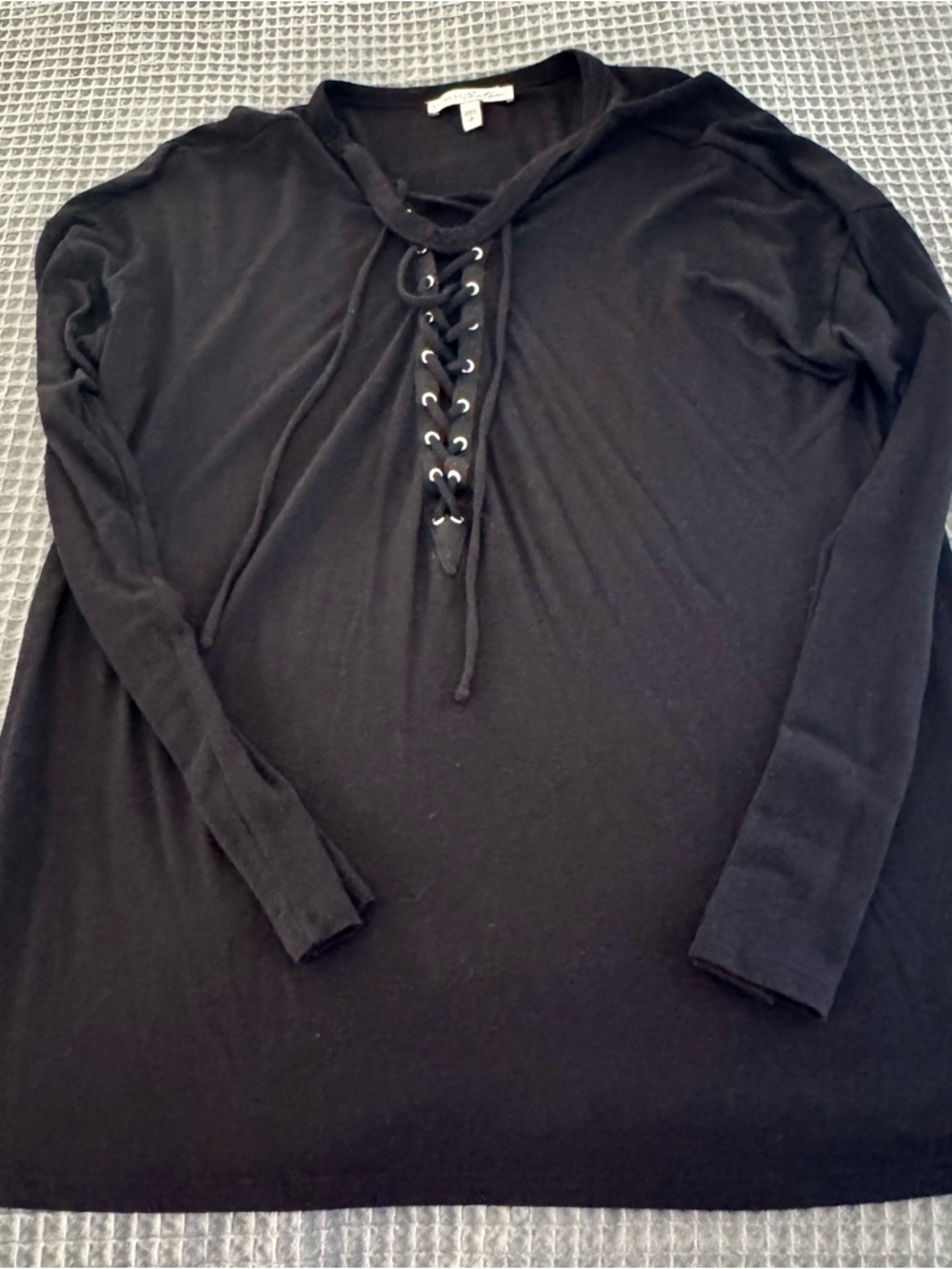 Express Black Lace-Up Long Sleeve Top